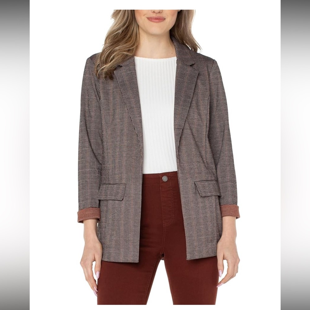 Liverpool NEW‎ Women's Boyfriend Blazer Black Brick Jacquard Stripe Size 1x